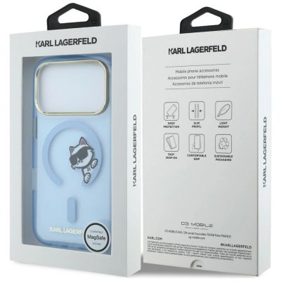 8. Karl Lagerfeld Peekaboo Logo MagSafe case for iPhone 18 Pro / 17 Pro - light blue