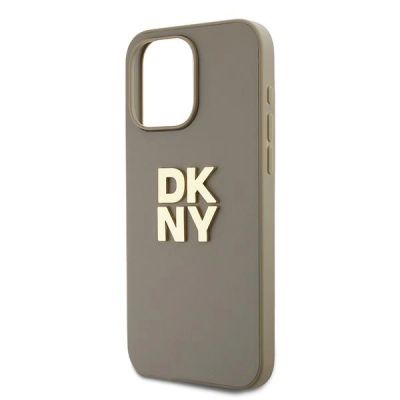 5. DKNY Wrist Strap Stock Logo case for iPhone 15 Pro Max - beige