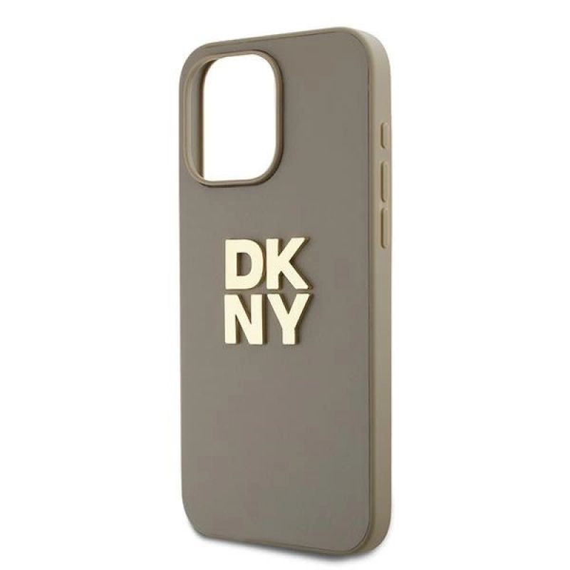 5. DKNY Wrist Strap Stock Logo case for iPhone 15 Pro Max - beige