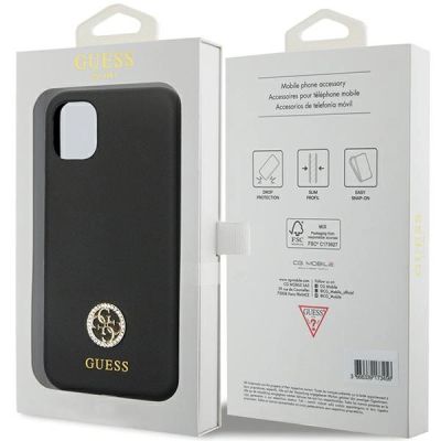 8. Guess GUHCN614DGPK Case for iPhone 11 / Xr - Black Silicone Logo Strass 4G