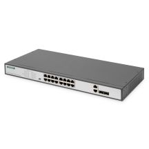 Fast Ethernet PoE Switch with 16 PoE ports + 2 Combo, 250W PoE budget
