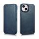 32. iCarer CE Oil Wax Premium Leather Folio Case iPhone 14 Plus magnetic flip case MagSafe blue (AKI14220707-BU)