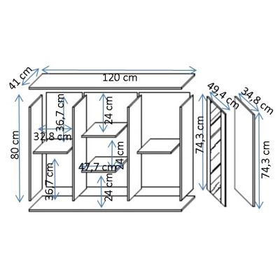 2. SOHO Chest of Drawers 120x41x80 Cashmere+Black