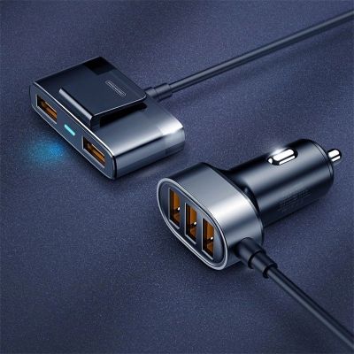 7. Joyroom fast car charger 5x USB 6.2 A with extension cable black (JR-CL03)