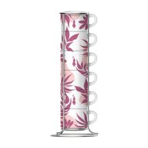 Bialetti Primavera Set of 6 Espresso Cups on Stand - Pink