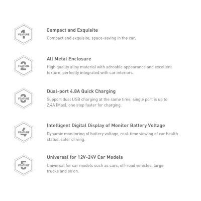 16. Baseus 2x USB 4.8A 24W car charger with LCD + 3in1 cable USB - USB Type C / micro USB / Lightning 1.2m black (TZCCBX-0G)