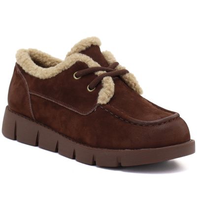 5. Brown leather shoes lined with sheepskin, Vinceza FIO27-67022