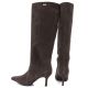 5. Women's leather boots with a high heel, insulated, brown, Big Star UU274497
