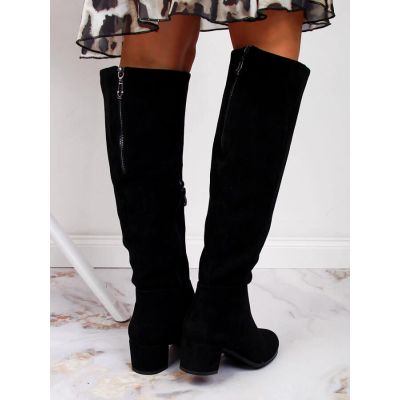 17. Women’s Black Block-Heel Boots with Warm Lining – Sergio Leone