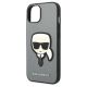 6. Karl Lagerfeld Saffiano Karl's Head Patch case for iPhone 14 - silver