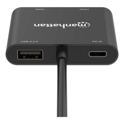 9. Manhattan 154321 Cable Adapter 0.15m USB Type-C 2 x HDMI Black