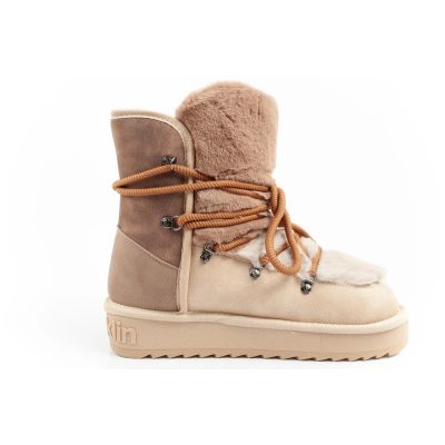 13. D.Franklin women's winter snow boots, fashionable fur lining, brown beige high