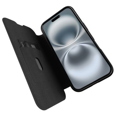 9. Puro Book Mag MagSafe Leather Case with Flap and Card Slot for iPhone 16 - Black