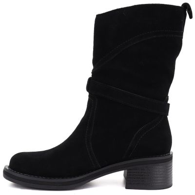 3. Women's leather ankle boots high on a block, black Big Star UU274608