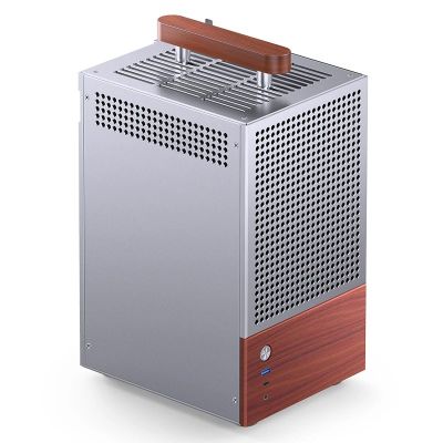 32. Jonsbo T6 Mini-Tower PC Case, Mini-ITX, Tempered Glass, Wood - Silver