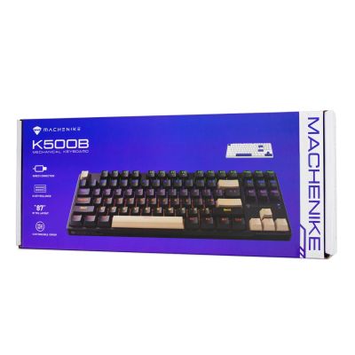 7. Machenike K500B-B87 Wired Mechanical Gaming Keyboard with Backlight, Red Switch - White