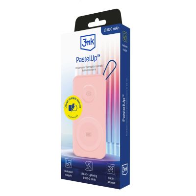 12. Powerbank 3mk PastelUp 10,000mAh 22.5W USB 1A1C - pink