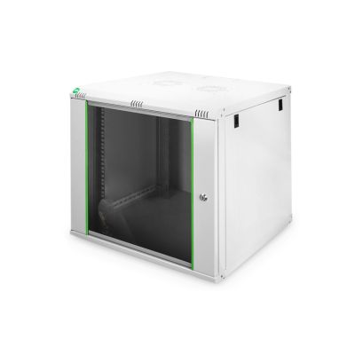 10. DYNAmic 19" 9U 600x600 wall-mounted network cabinet, glass door, gray, undivided, assembled, 60kg