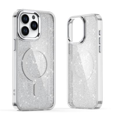 2. Glitter Case MagSafe for iPhone 16 Pro Max - white with glitter