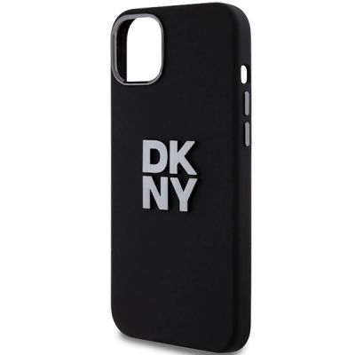 6. DKNY Liquid Silicone Metal Logo iPhone 15/14/13 Case - Black