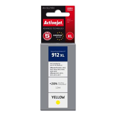 Activejet AH-912YRX Ink Cartridge (replaces HP 912XL 3YL83AE; Premium; 990 pages; 12 ml, yellow)