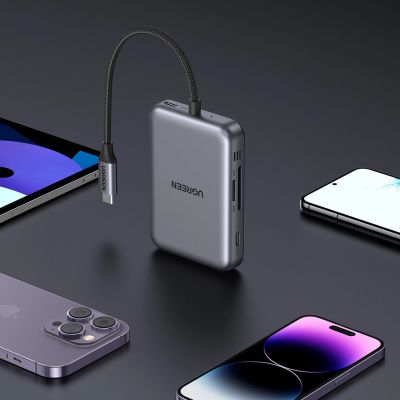 12. Ugreen USB-C 7in1 HDMI Hub USB-C USB-A SD/TF - Gray