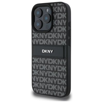 2. DKNY Texture Pattern Tonal Stripe iPhone 16 Pro Case - Black