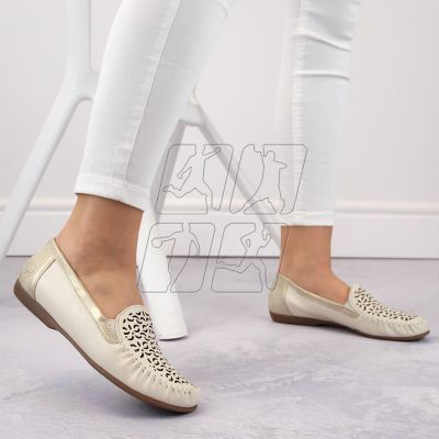 4. Leather comfortable openwork shoes Rieker W RKR658, beige