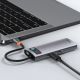 9. Baseus Metal Gleam 6-in-1 USB-C - USB-C PD 100W HUB 1x HDMI 4K 30Hz 3x USB-A 3.2 1x RJ45 - gray
