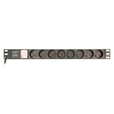 7. GEMBIRD 19" Rack Power Strip PDU EG-PDU-014-FC14, 1U, 16 A, 8 French Sockets, C14 Plug, 3 m Cable
