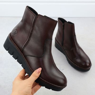 2. Women's brown leather wedge ankle boots Rieker X9165-27