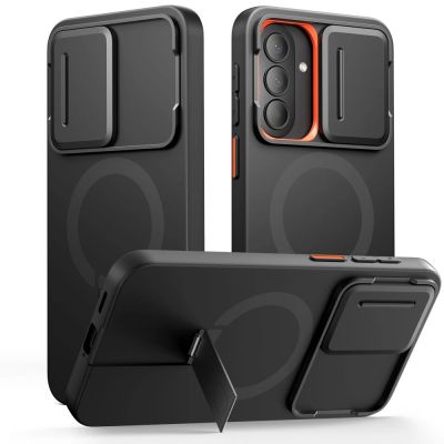 Tech-Protect Kevlar Aura MagSafe Case for Samsung Galaxy A57 - Black and Orange