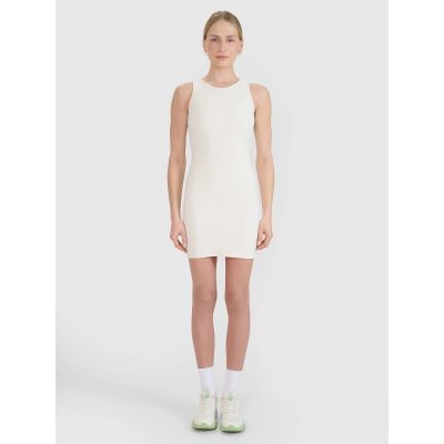 3. Women's ribbed knit mini dress 4F 4FRSS25TDREF188-11S