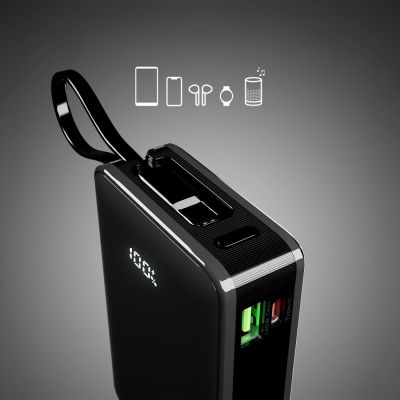 6. Powerbank SBS 20000 mAh 20W with built-in USB-C cable and digital display - black