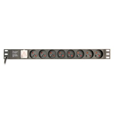 2. GEMBIRD 19-inch Rack Power Strip PDU EG-PDU-014-F, 1U, 16 A, 8 French Sockets, Schuko Plug, 3 m Cable