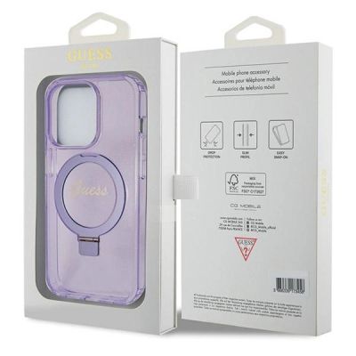 8. Guess Ring Stand Script Glitter MagSafe case for iPhone 14 Pro Max - purple