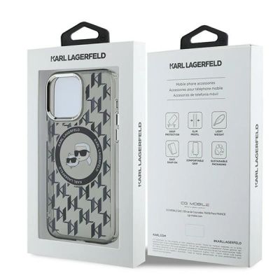 8. Karl Lagerfeld IML Monogram Karl & Choupette Head MagSafe Case for iPhone 15 Pro Max - Black