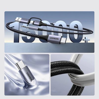 3. Ugreen audio adapter with charging function 2-in-1 USB-C - USB-A/C + minijack - black