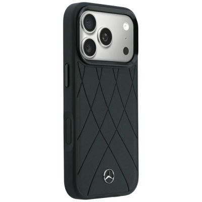 4. Mercedes Leather Crossed Lines MagSafe Case for iPhone 17 Pro / 18 Pro - Black