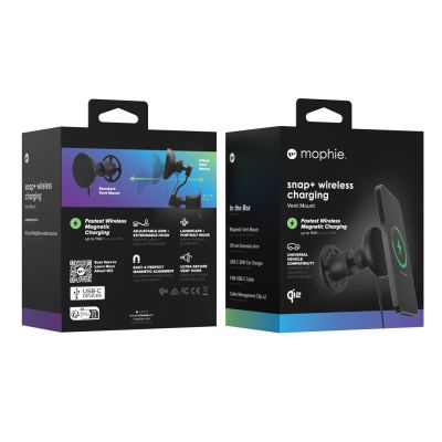 5. mophie Snap+ Wireless Charging Vent Smartphone Black Cigarette Lighter Wireless Charging Fast Charging Automatic