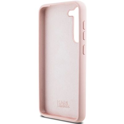 7. Karl Lagerfeld Silicone Choupette Metal Pin case for Samsung Galaxy S23+ - pink