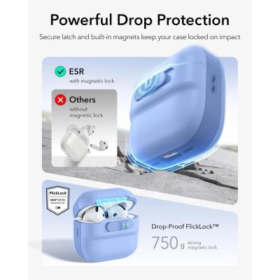 4. ESR Pulse HaloLock MagSafe Case for Apple AirPods 4 / 5 - light blue