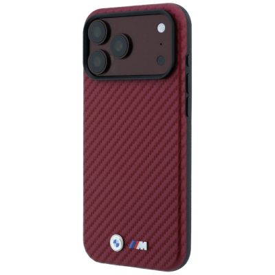 2. BMW M Carbon Metal Logo MagSafe Case for iPhone 17 Pro / 18 Pro - Burgundy