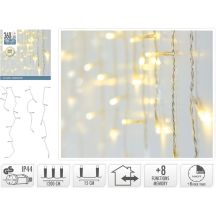 CHRISTMAS TREE LIGHTS OUTDOOR LIGHT CURTAIN 360 LED CONTROLLER TIMER WARM WHITE TRANSPARENT CABLE