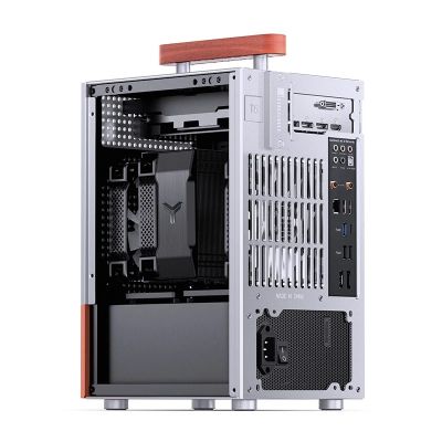 4. Jonsbo T6 Mini-Tower PC Case, Mini-ITX, Tempered Glass, Wood - Silver