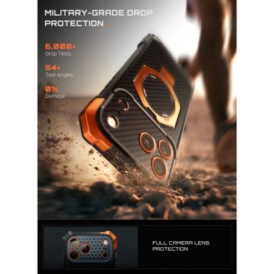 4. Supcase UB Grip Mag MagSafe Aramid Case for iPhone 18 Pro Max / 17 Pro Max - Black and Orange