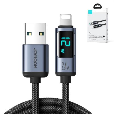14. Joyroom Prism Series A16 Lightning / USB-A Cable 2.4A 1.2m with LED Display - Black