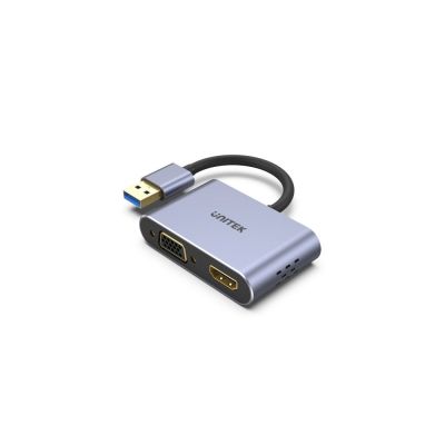 UNITEK V1304A Cable Adapter 0.15m USB Type-A HDMI + VGA (D-Sub) Gray