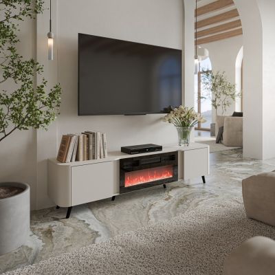 3. VOLARE TV cabinet 200x39x49 cashmere + fireplace