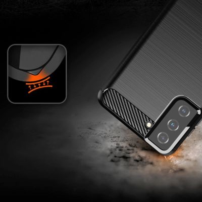 6. Carbon Case Flexible Cover TPU Case for Samsung Galaxy S21+ 5G (S21 Plus 5G) black
